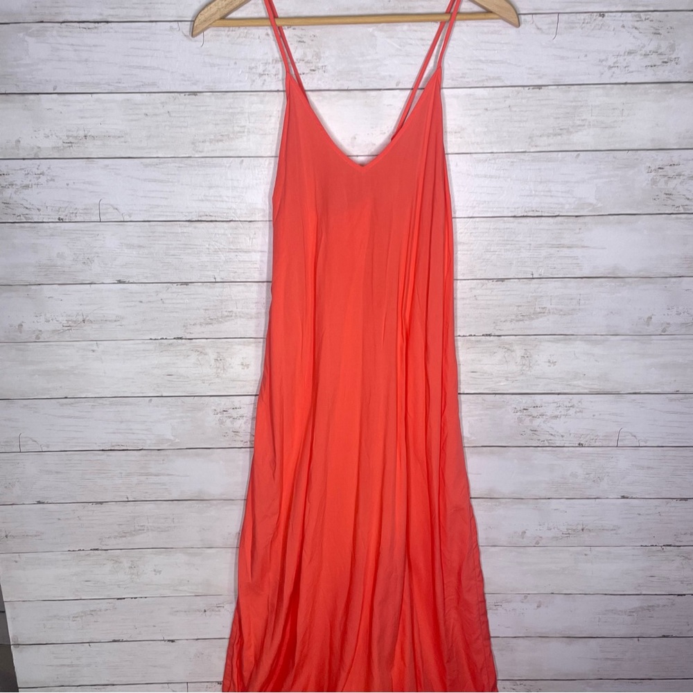 Old Navy Sleeveless V-Neck Maxi Shift Dress Coral Medium - Picture 2 of 6
